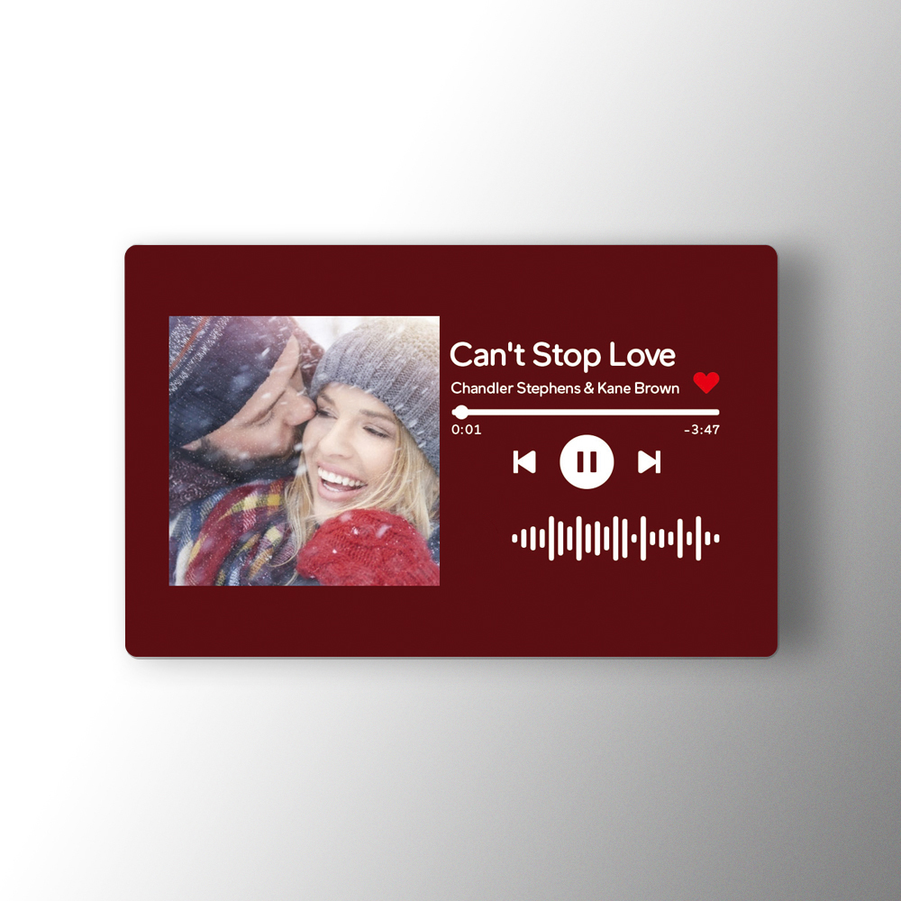 Personalized Scannable Music Code Photo Gift Card For Wallet - Wine Red-Blongser