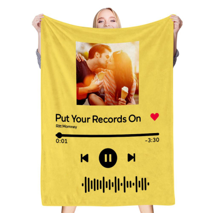 Custom Scannable Music Code Photo Fleece Blanket - 4 Colors-Blongser