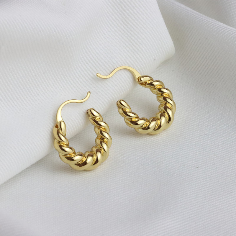 Small Twist Hoop Earrings-Blongser