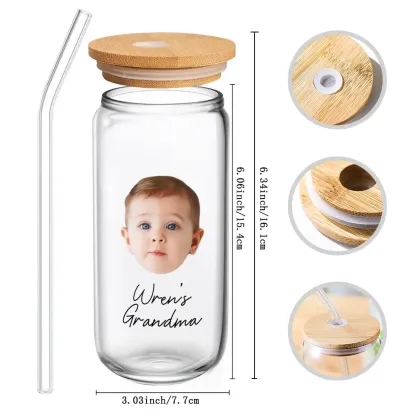 Personalized Face Tumbler Custom Glass Tumbler Glass Can Face Cup Gifts for Grandma-Blongser