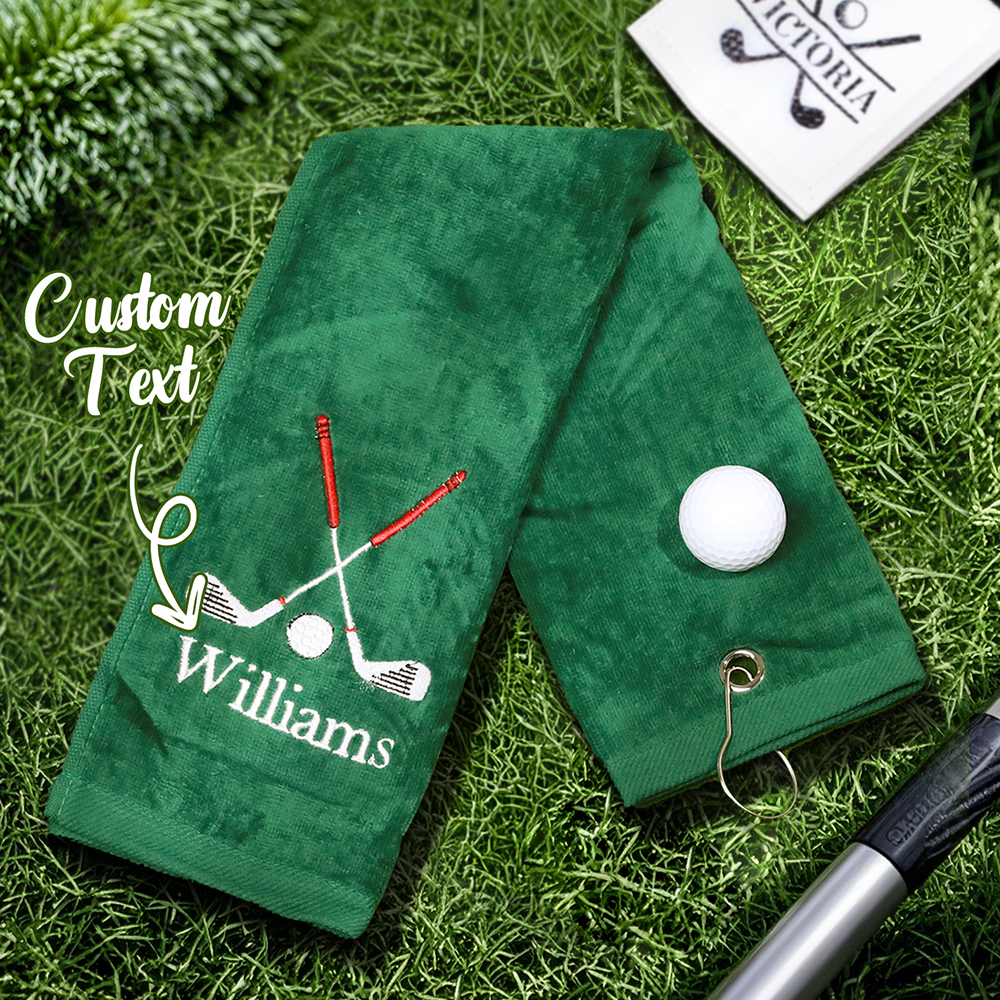 Personalized Embroidered Name Golf Towel with Clip Golf Accessories Gift for Men Women Golf Lovers-Blongser