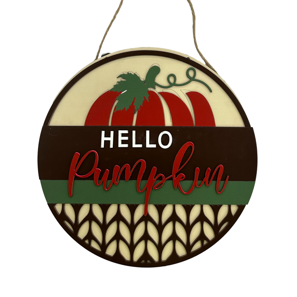 Fall Welcome Sign for Front Door Hello Pumpkin Farmhouse Wreath Porch Decor Hanging Decoration Gifts-Blongser