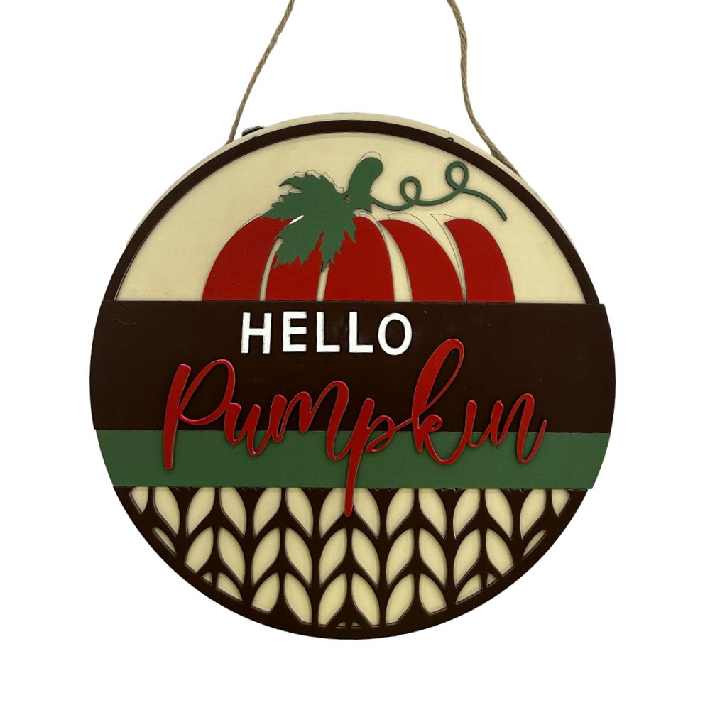 Fall Welcome Sign for Front Door Hello Pumpkin Farmhouse Wreath Porch Decor Hanging Decoration Gifts-Blongser