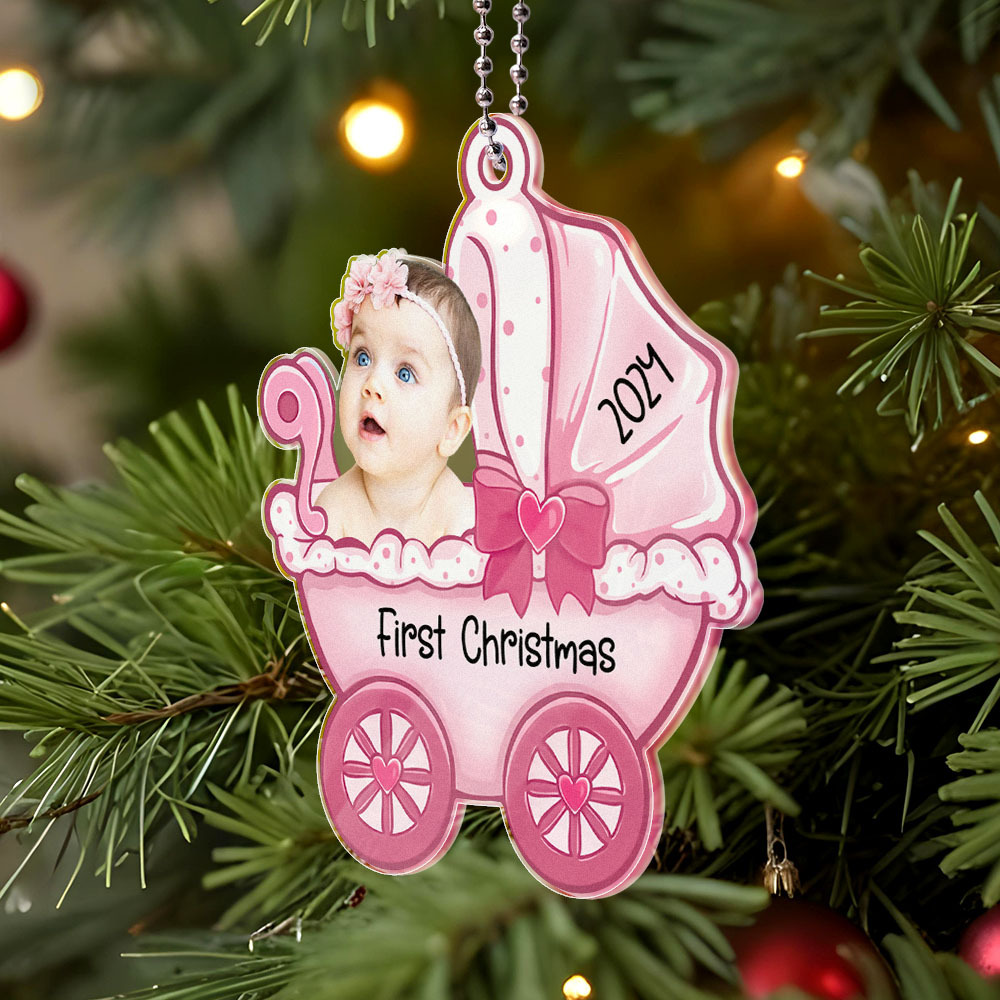 Personalized Baby's Carriage Ornament Photo Christmas Ornament Gift for Baby-Blongser