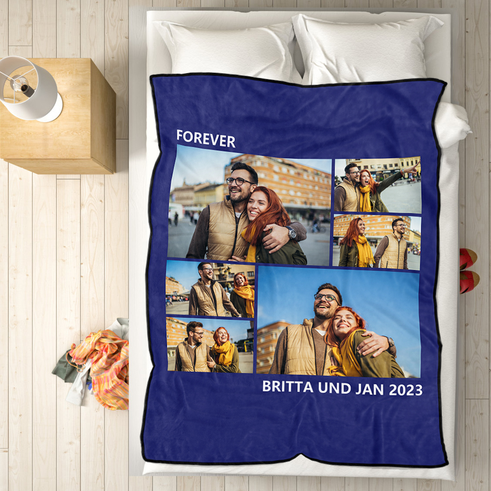 Custom Collage Fleece Blanket with Text - 6 Photos-Blongser