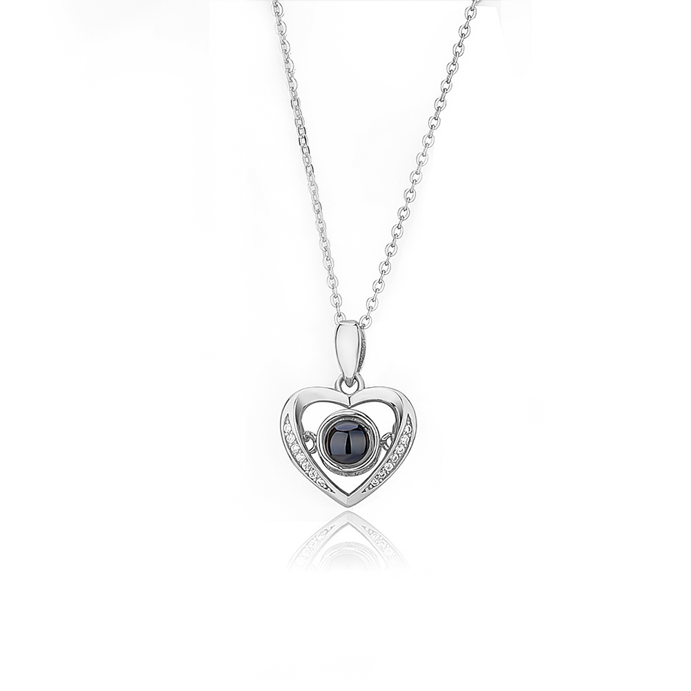 Personalized Heart Projection Necklace with Diamonds-Blongser
