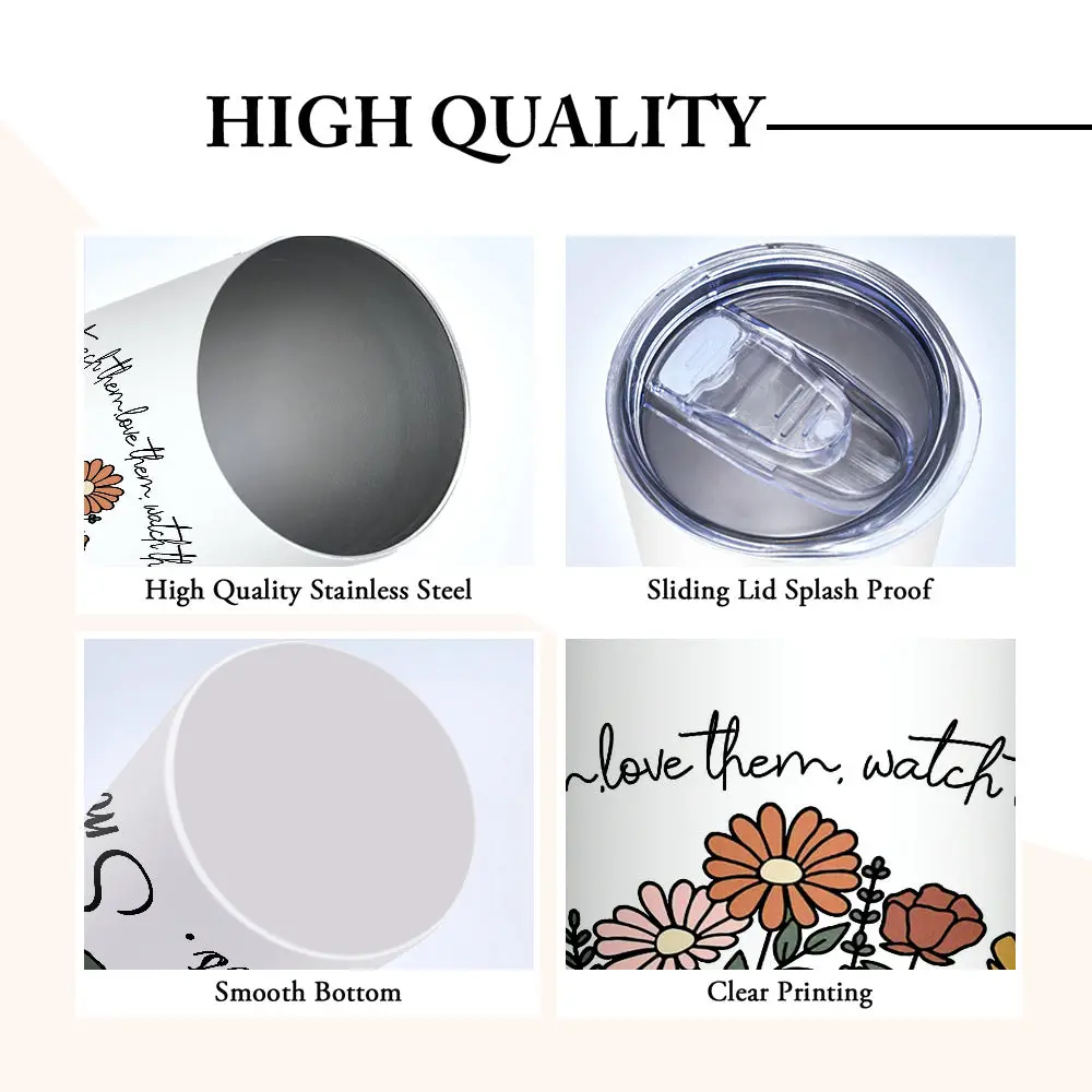 Personalized Wildflowers 20oz Name Skinny Tumbler with Straw Appreciation Gift for Teacher Back to School Gift-Blongser