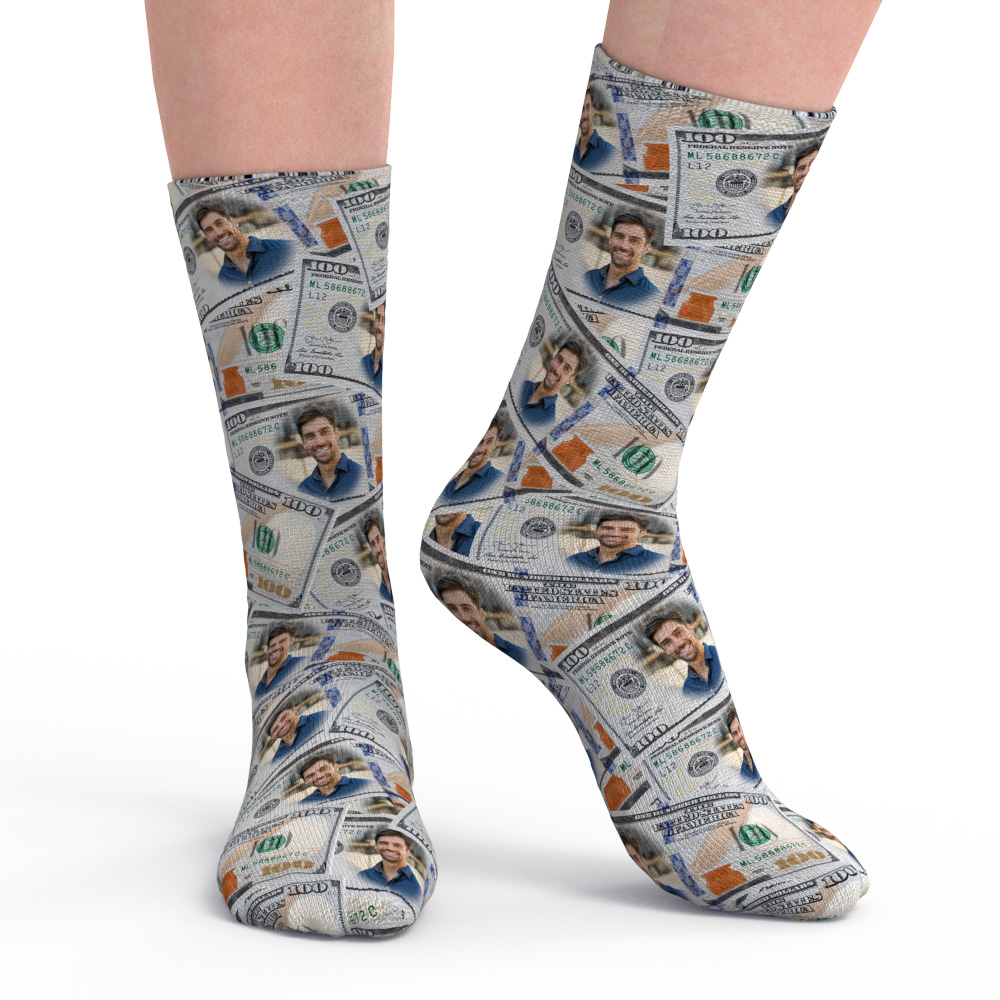 Custom Face Dollar Socks for Men and Women-Blongser