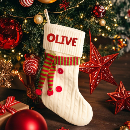 Personalized Christmas Scarve Stocking with Name Embroidery Christmas Stockings Gift for Family-Blongser
