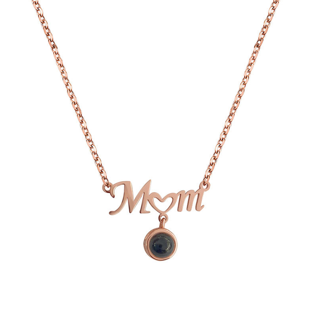 Custom Mom Photo Projection Necklace with Little Heart-Blongser