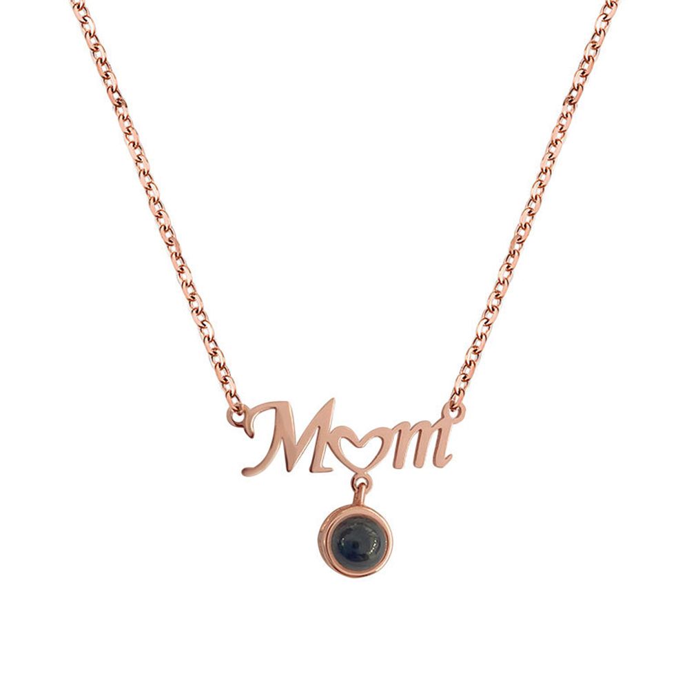Custom Mom Photo Projection Necklace with Little Heart-Blongser