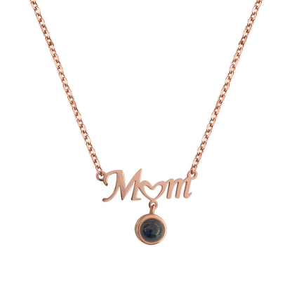 Custom Mom Photo Projection Necklace with Little Heart-Blongser