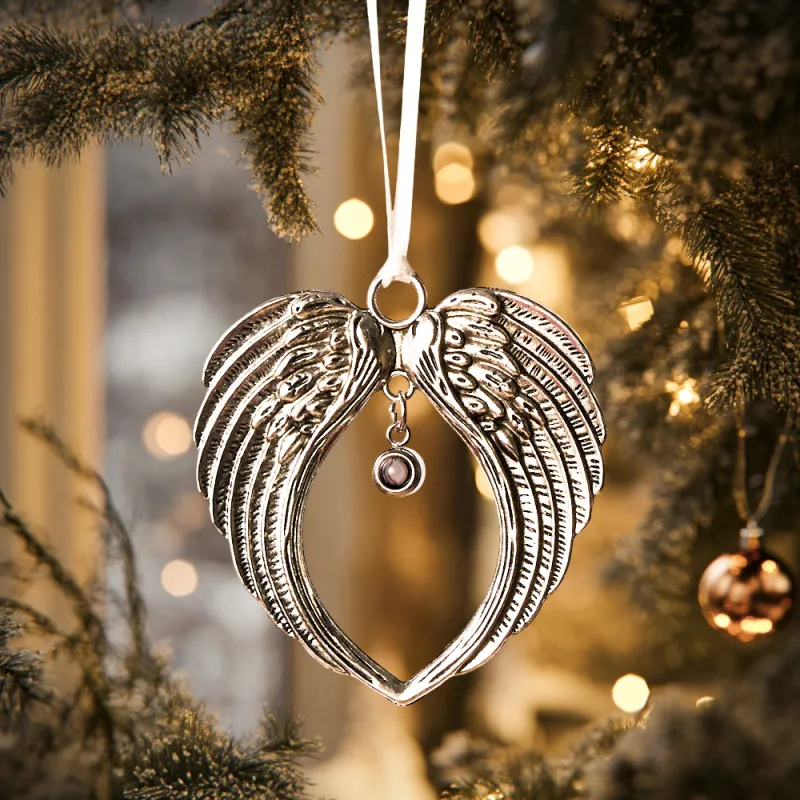 Personalized Photo Projection Ornaments Wings Memorial Christmas Tree Ornaments Christmas Gifts-Blongser