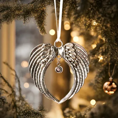 Personalized Photo Projection Ornaments Wings Memorial Christmas Tree Ornaments Christmas Gifts-Blongser