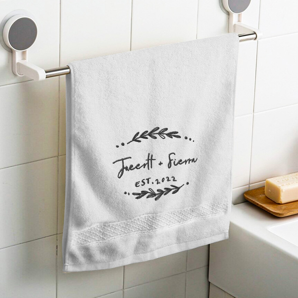 Personalized Name and Date Towel Custom Embroidered Towels for Anniversary-Blongser