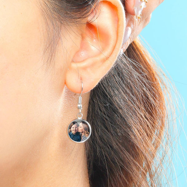 Personalized Photo Drop Earrings Two Photos Unique Jewelry For Women-Blongser