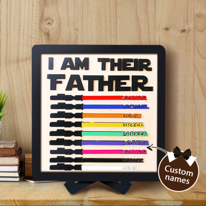 Custom Name Light Saber I AM THEIR FATHER Wooden Sign for Father's Day Gifts-Blongser