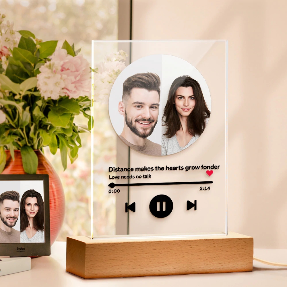 Personalized Song Acrylic Plaque Photo Night Light Couple Gifts-Blongser