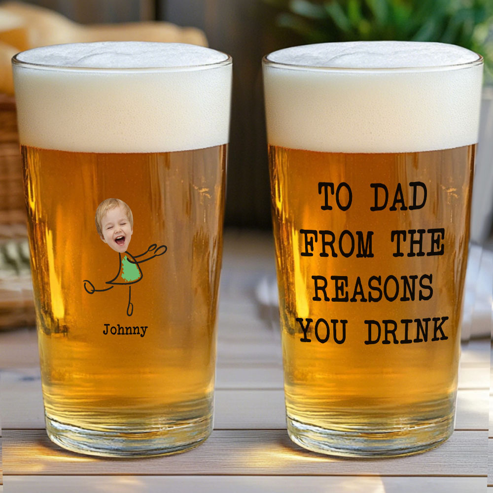 Personalized Beer Glass with Photo Portrait Character Action 16oz Beer Glass Gift for Him-Blongser