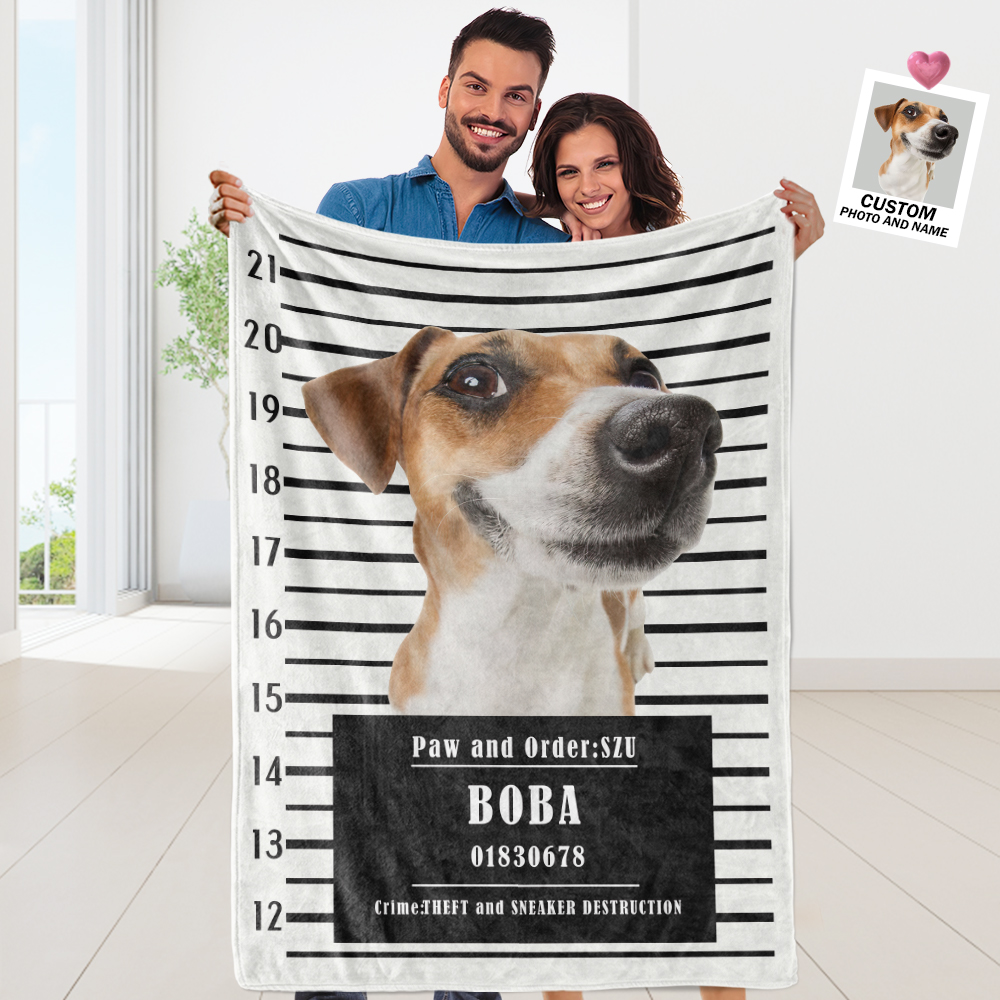 Custom Dog Portrait Blanket with Picture Personalized Photo Blanket-Blongser