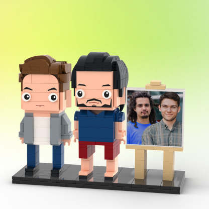 Full Body Customizable 2 People Photo Frame Custom Brick Figures Small Particle Block Gifts for Buddies-Blongser