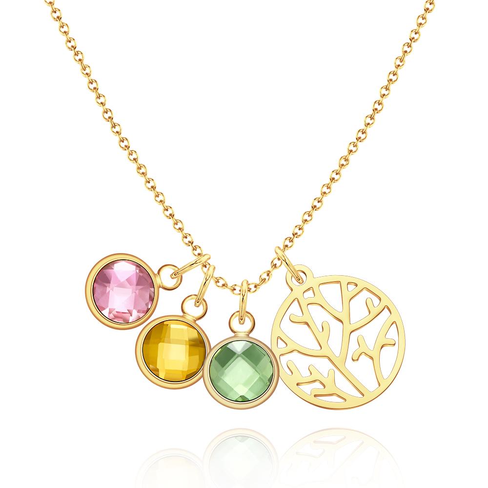 Custom Birthstone Pendant Jewelry Gold Birthstone Necklace Stainless Steel-Blongser