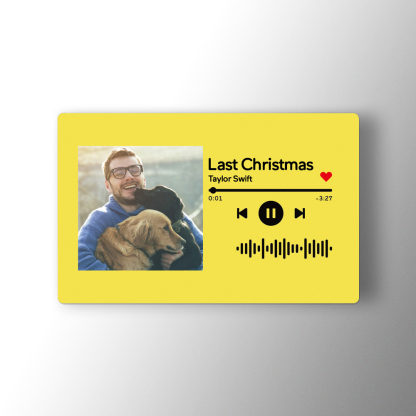 Personalized Photo Scannable Music Song Code Wallet Insert Card - Yellow-Blongser