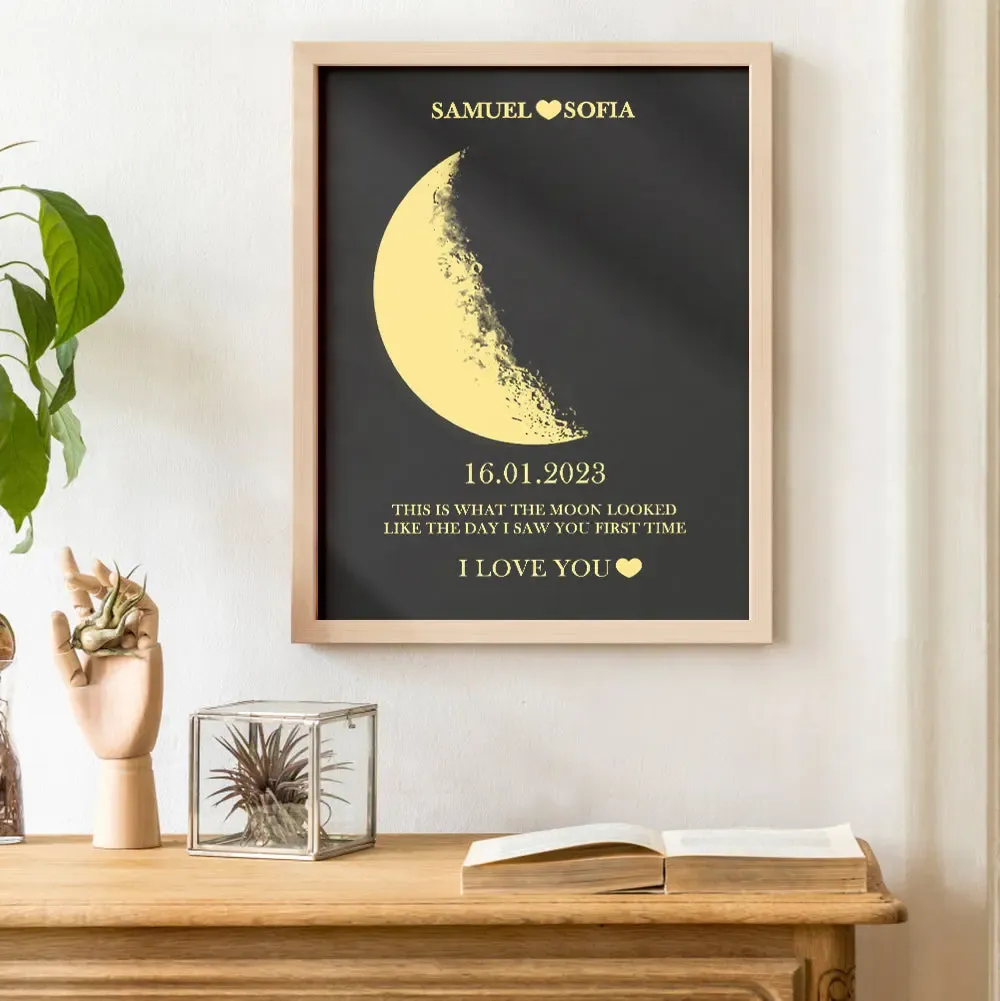 Custom Moon Phase and Names Wooden Frame with Your Text Custom Art Frame Best Valentine's Day Gift for Couple-Blongser