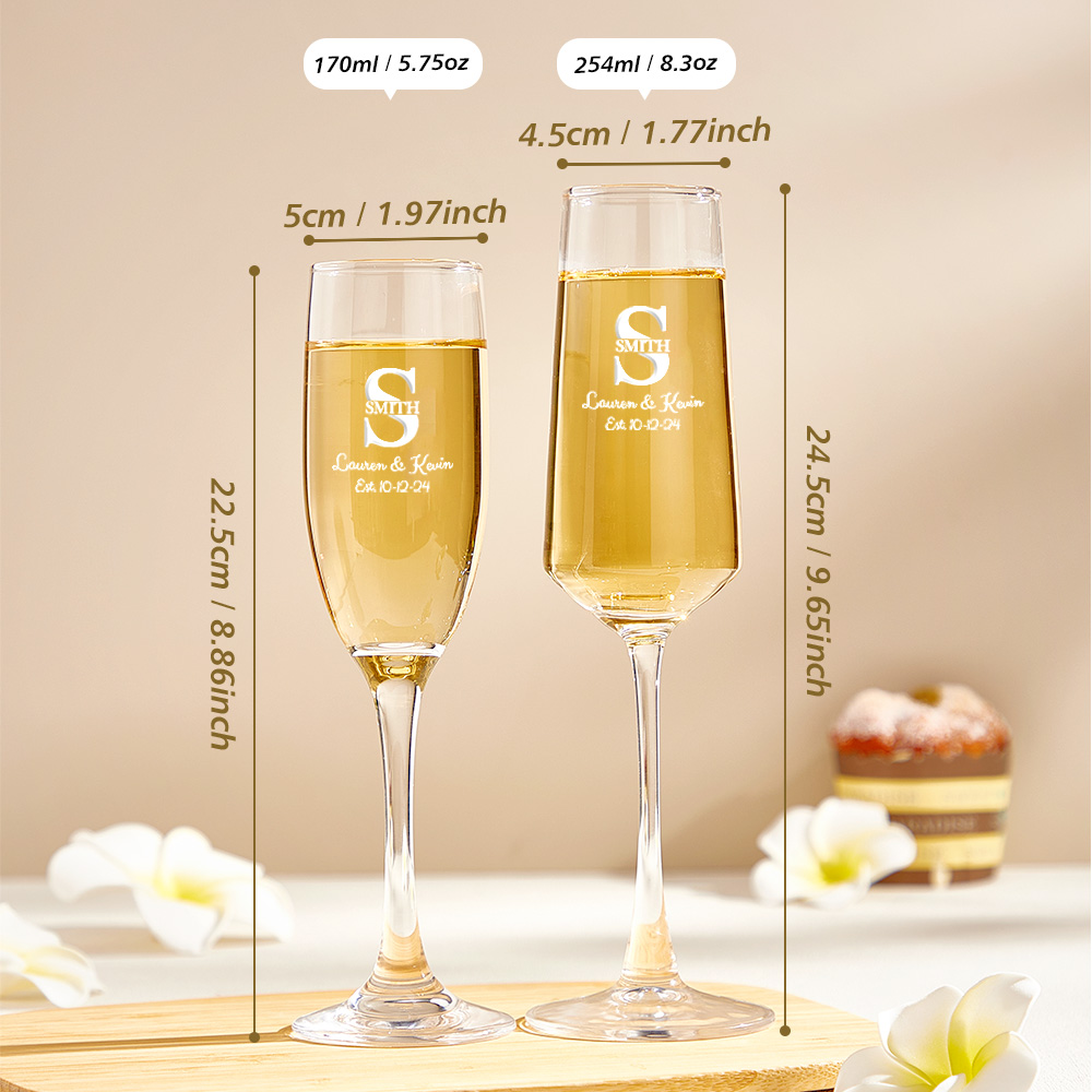 Personalized Bride and Groom Wedding Champagne Flutes Gift for Newlyweds-Blongser