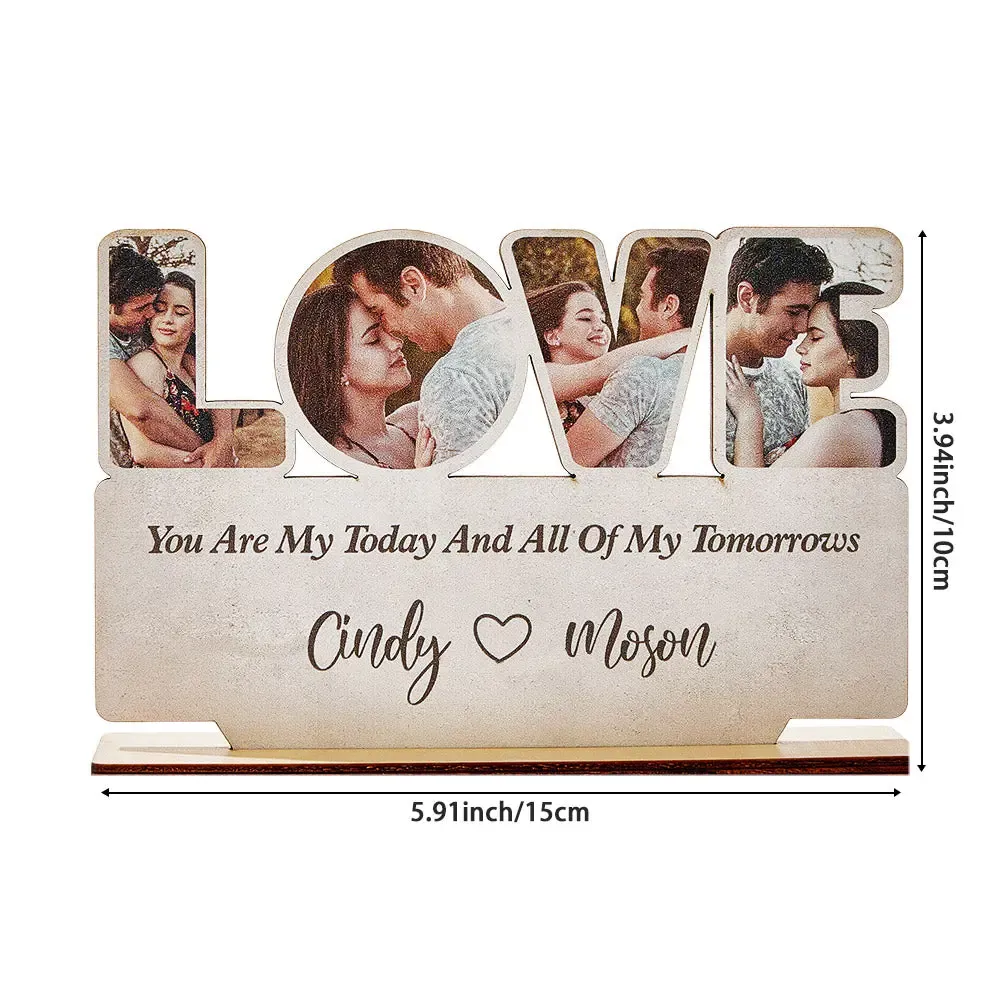 Custom Love Wooden Plaque Personalized Photo Love Sign Home Decoration Gifts for Couples-Blongser