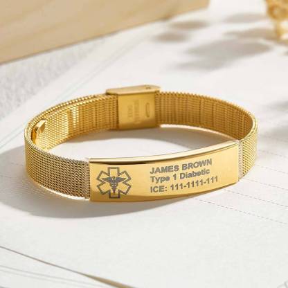 Personalized Emergency Medical Alert ID Bracelet with Text Adjustable Bracelet Gift for Diabetes Epilepsy Autism-Blongser