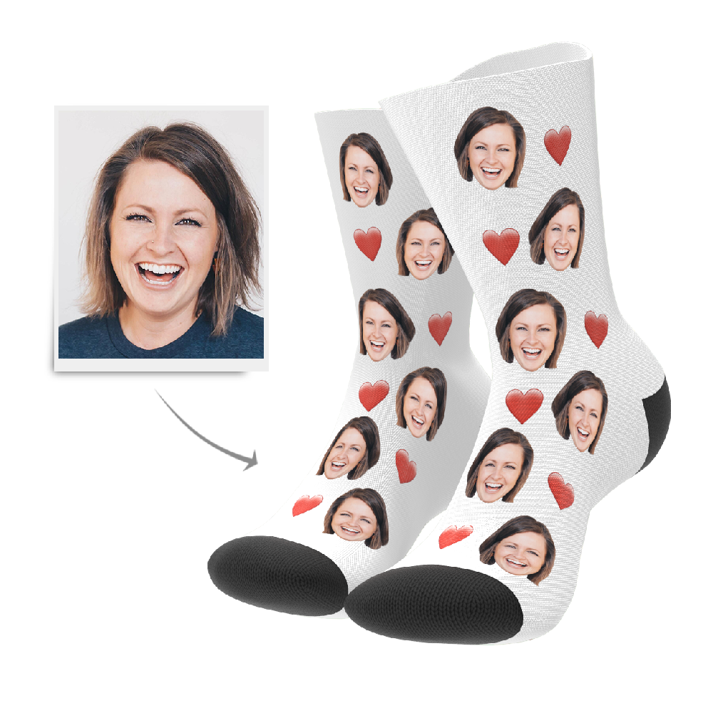 Custom Face Socks With Heart For Men and Women
