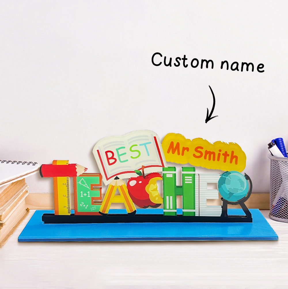 Custom Name Teacher Appreciation Table Decoration Best Teacher Sign-Blongser