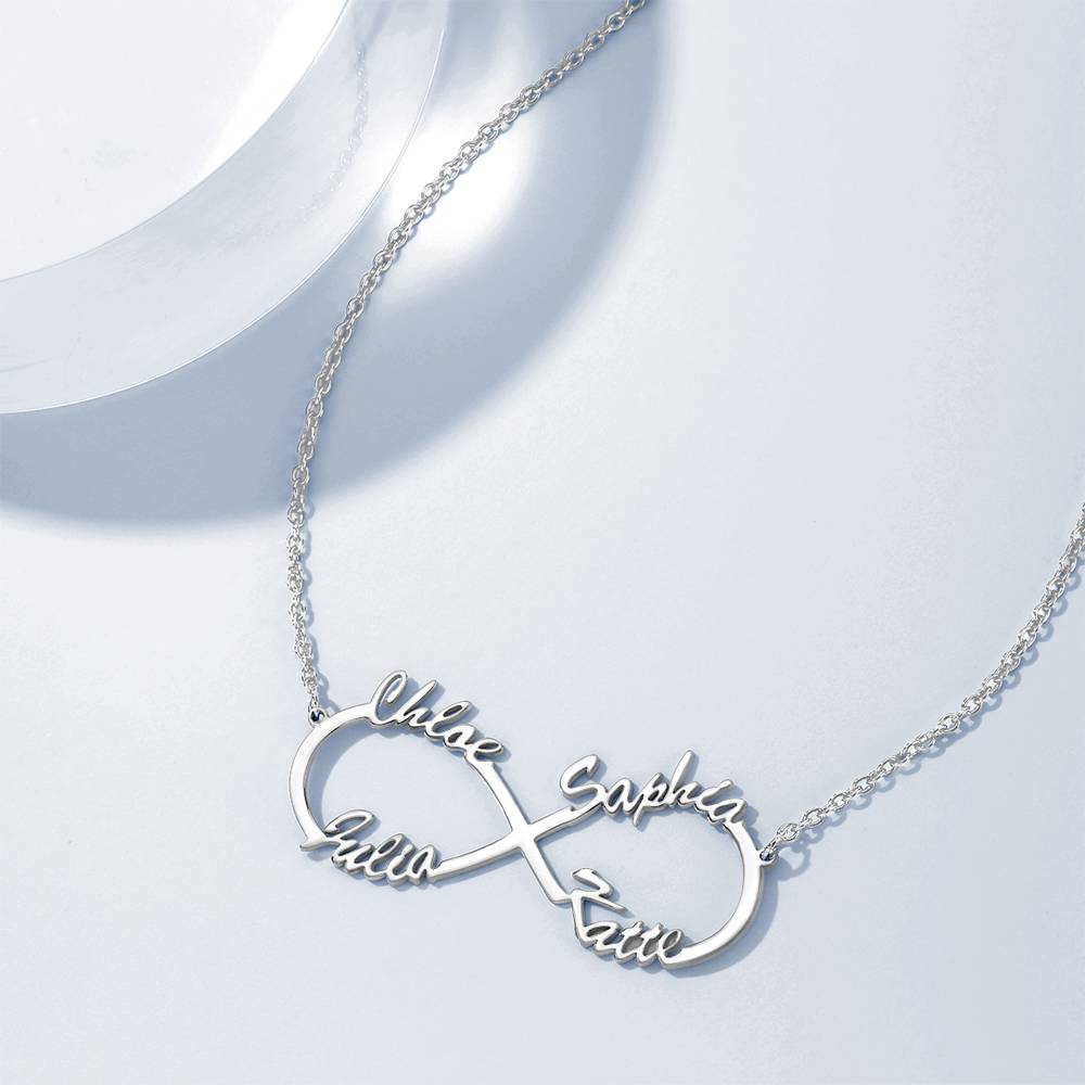 Custom Infinity Name Necklace with Four Names - S925 Silver-Blongser