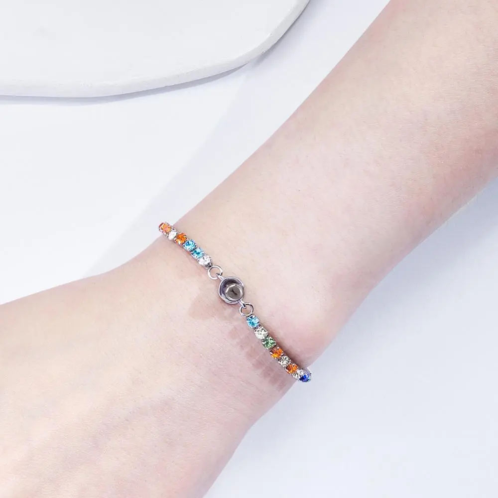 Custom Photo Projection Bracelet Fashionable All Diamonds Bracelet Gifts For Her-Blongser