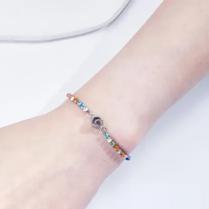Custom Photo Projection Bracelet Fashionable All Diamonds Bracelet Gifts For Her-Blongser