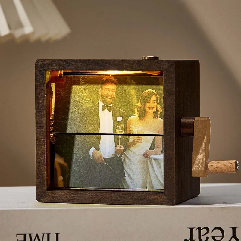 Custom Photo Flipbook Frame Animation Machine Hand-cranked Flipbook Box Photo Album with Light Anniversary Gifts-Blongser