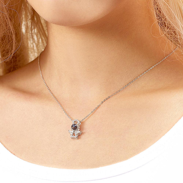 Personalized Guardian Angel Color Photo Projection Necklace-Blongser
