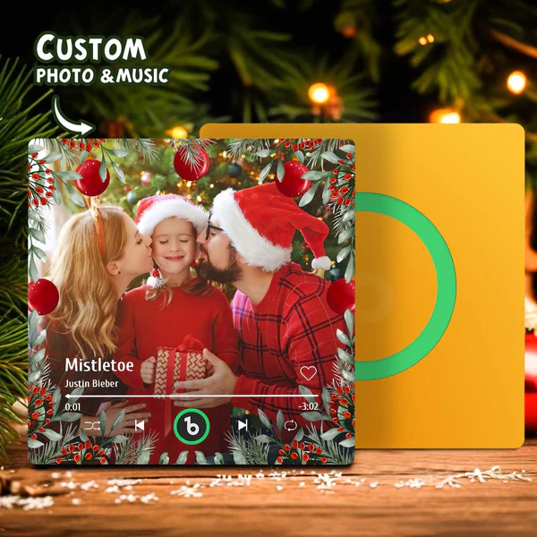 FridgeBeats Frameless Personalized Family Photo Music Fridge Magnet Christmas Gifts for Family Custom Music Magnets Can Play Songs-Blongser