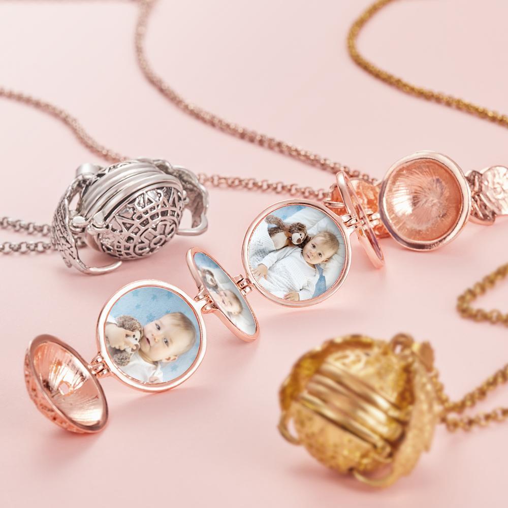 Personalized Angel Wings Expanding Photo Ball Locket Necklace-Blongser