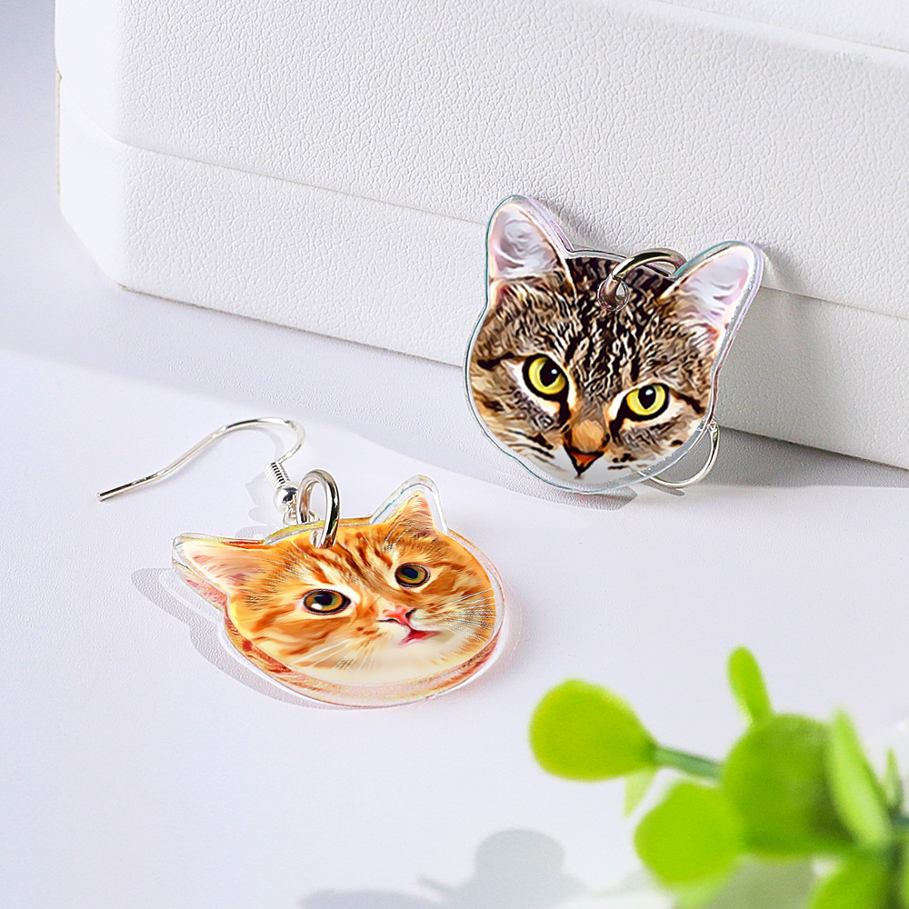 Personalized Dog Cat Portrait Earring Jewelry Birthday Gift for Pet Lovers-Blongser