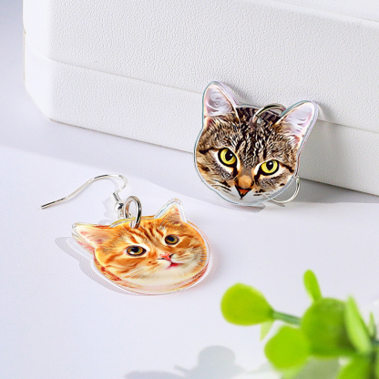 Personalized Dog Cat Portrait Earring Jewelry Birthday Gift for Pet Lovers-Blongser
