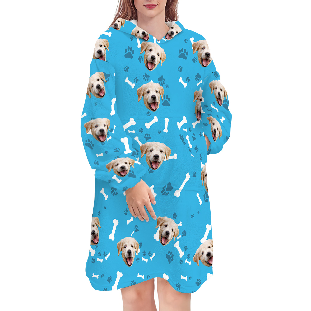 Custom Hoodie Blanket with Pocket Personalized Oversized Hoodie Sweatshirt-Blongser