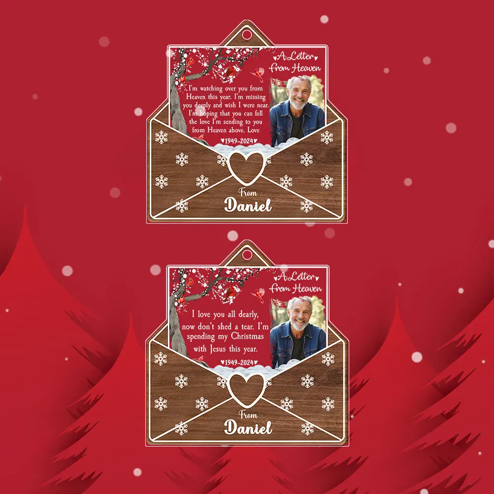 Personalized Photo Letter From Heaven Memorial Christmas Ornament Meaningful Christmas Gifts-Blongser