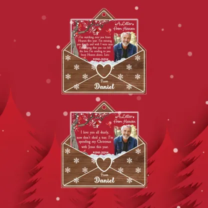 Personalized Photo Letter From Heaven Memorial Christmas Ornament Meaningful Christmas Gifts-Blongser