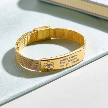 Personalized Emergency Medical Alert ID Bracelet with Text Adjustable Bracelet Gift for Diabetes Epilepsy Autism-Blongser