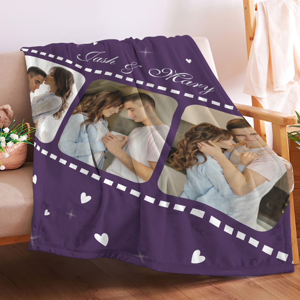 Valentine's Day Personalized Movie Film Photos and Text Blankets-Blongser