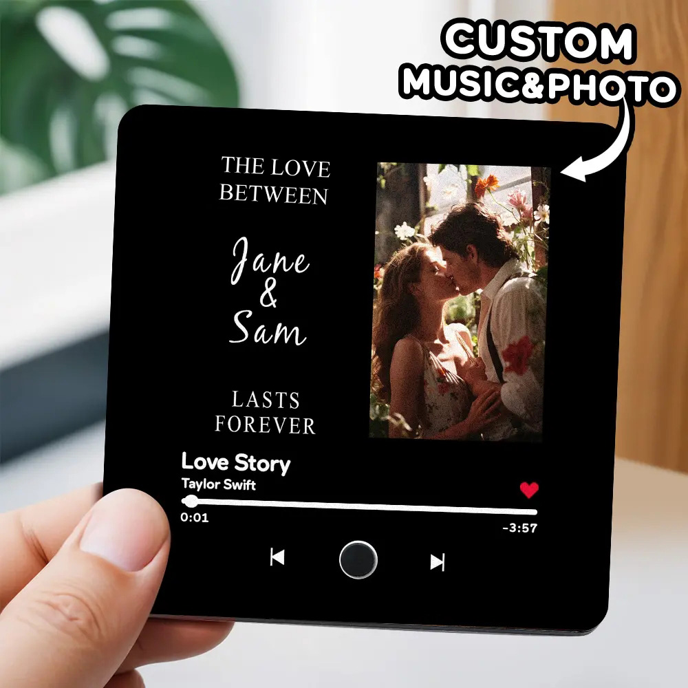 Engraving Text Music Fridge Magnet Personalised Photo Fridge Magnet Can Play Songs Gifts for Her-Blongser