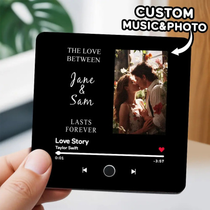 Engraving Text Music Fridge Magnet Personalised Photo Fridge Magnet Can Play Songs Gifts for Her-Blongser