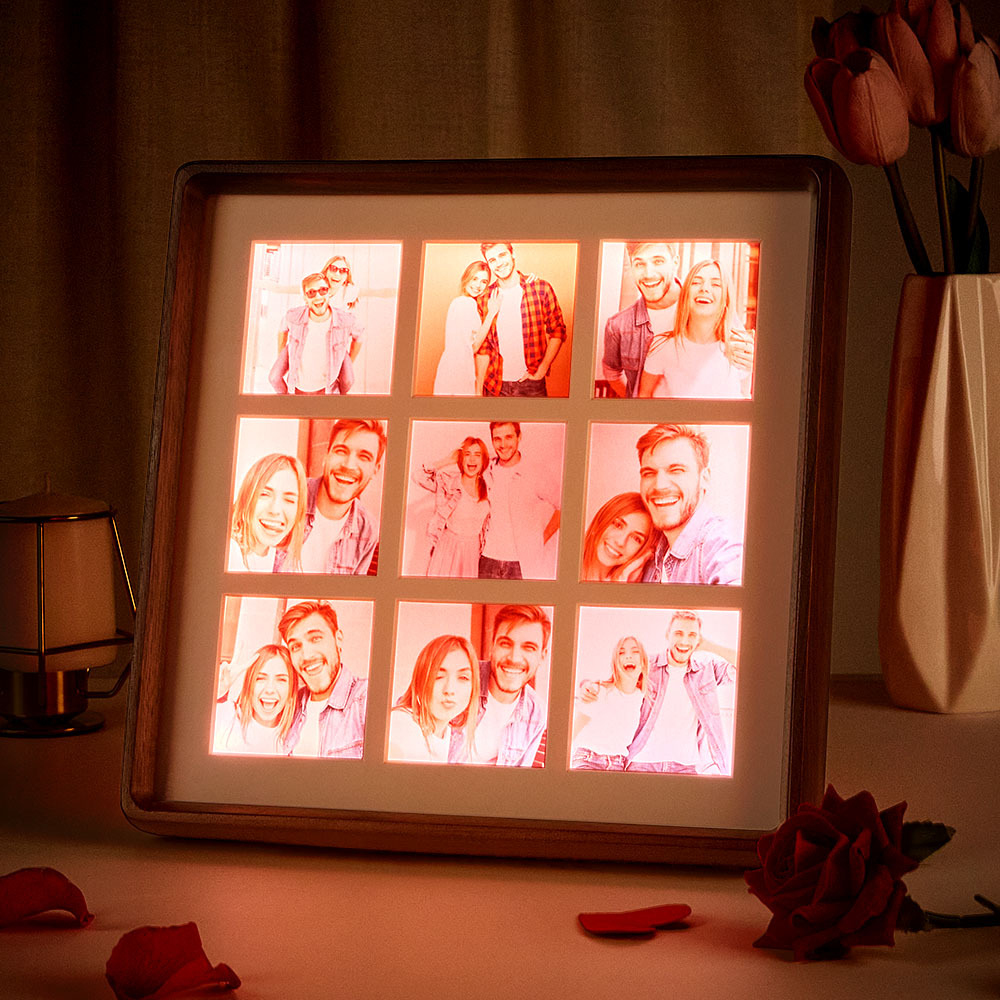Personalized Photo Collage Photo Frame with Light Gift for Lover-Blongser